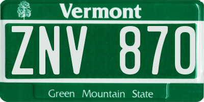 VT license plate ZNV870
