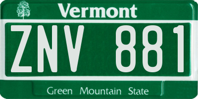 VT license plate ZNV881