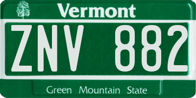 VT license plate ZNV882