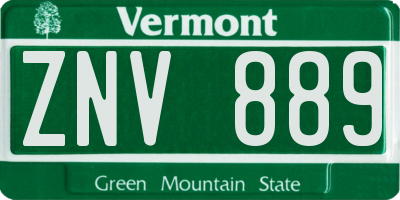 VT license plate ZNV889