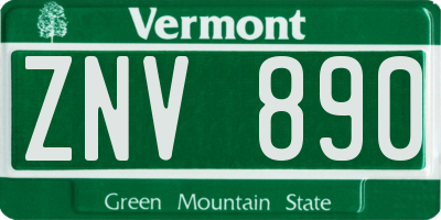 VT license plate ZNV890