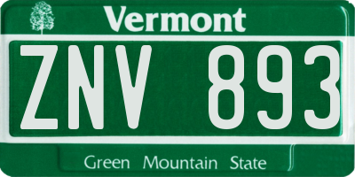 VT license plate ZNV893