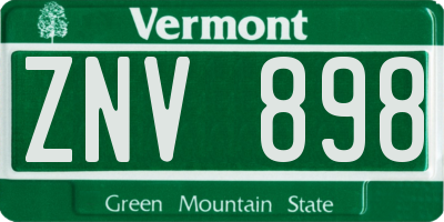VT license plate ZNV898