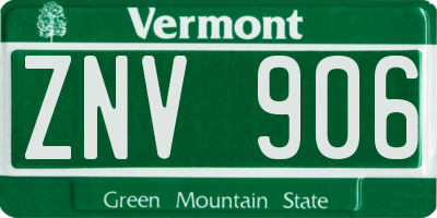VT license plate ZNV906