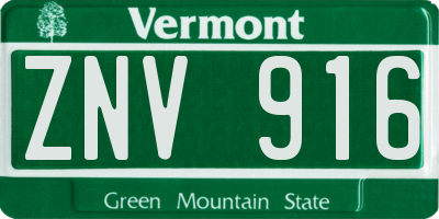 VT license plate ZNV916