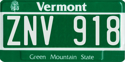 VT license plate ZNV918