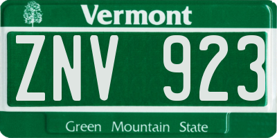 VT license plate ZNV923