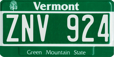 VT license plate ZNV924