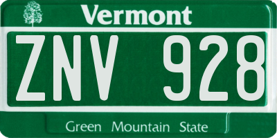 VT license plate ZNV928
