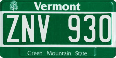 VT license plate ZNV930