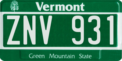 VT license plate ZNV931
