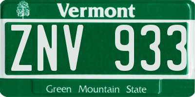 VT license plate ZNV933
