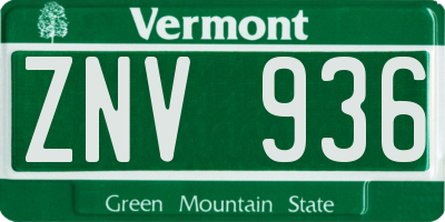VT license plate ZNV936