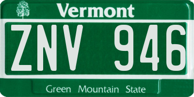 VT license plate ZNV946