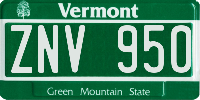 VT license plate ZNV950