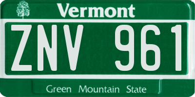 VT license plate ZNV961