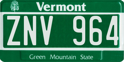 VT license plate ZNV964