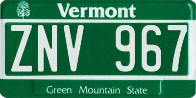 VT license plate ZNV967