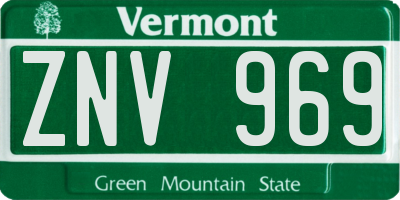 VT license plate ZNV969