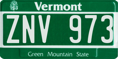 VT license plate ZNV973