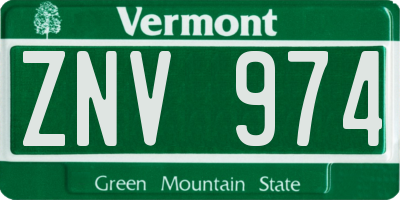VT license plate ZNV974
