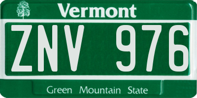 VT license plate ZNV976
