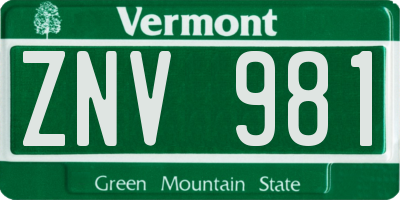 VT license plate ZNV981