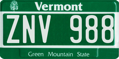 VT license plate ZNV988