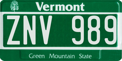 VT license plate ZNV989