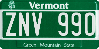 VT license plate ZNV990