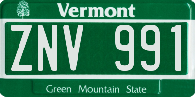 VT license plate ZNV991