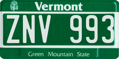 VT license plate ZNV993