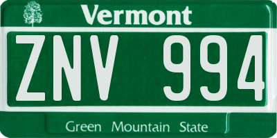 VT license plate ZNV994