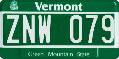 VT license plate ZNW079