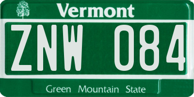 VT license plate ZNW084
