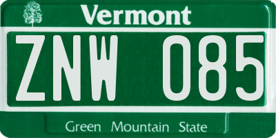 VT license plate ZNW085