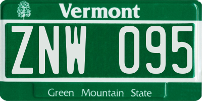 VT license plate ZNW095
