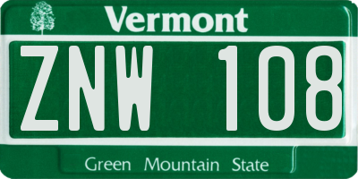 VT license plate ZNW108
