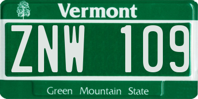 VT license plate ZNW109