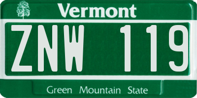 VT license plate ZNW119