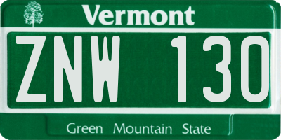 VT license plate ZNW130