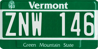 VT license plate ZNW146