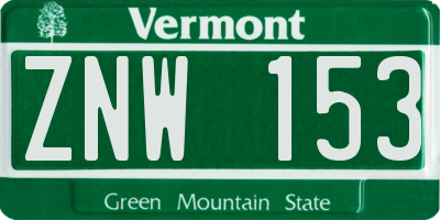 VT license plate ZNW153