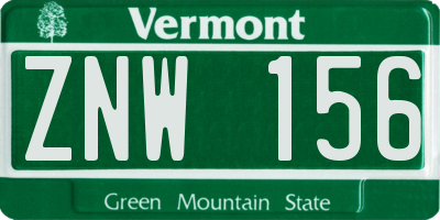 VT license plate ZNW156