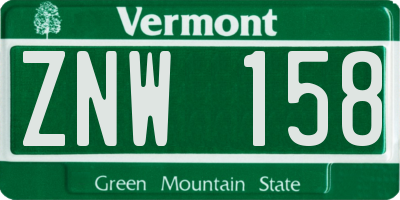 VT license plate ZNW158