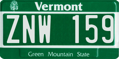 VT license plate ZNW159