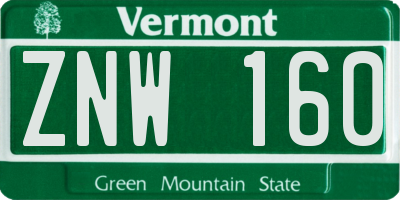 VT license plate ZNW160