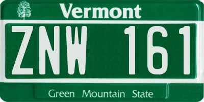 VT license plate ZNW161