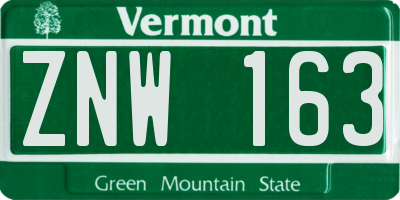 VT license plate ZNW163