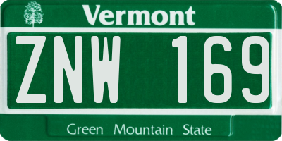 VT license plate ZNW169